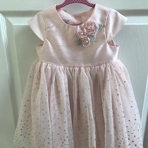 Pink Tulle Dress with Floral Appliqué Size 2T